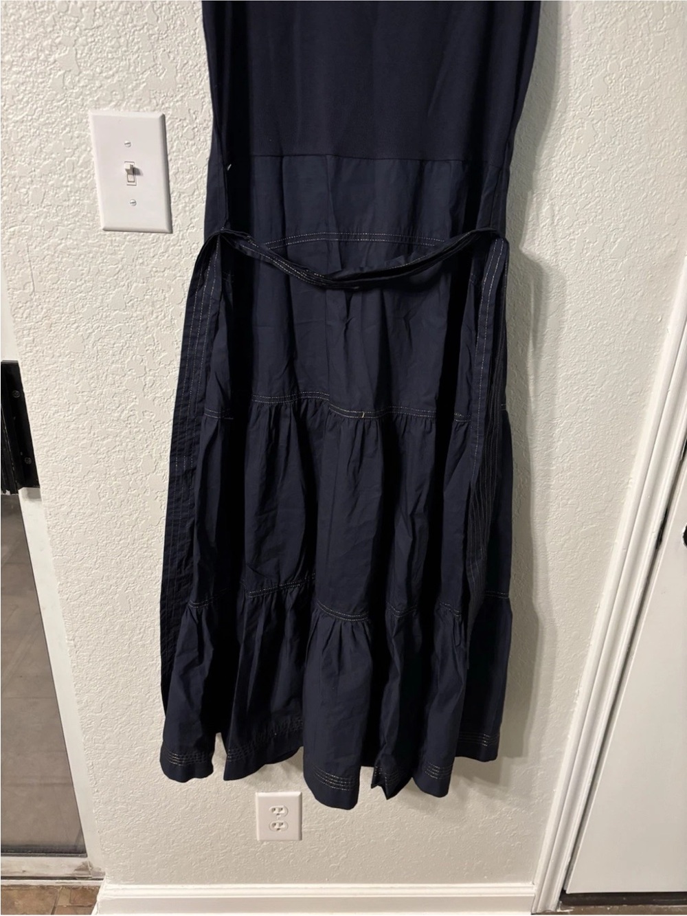 Woman Dress navy blue prairie cottage core, by Tahari 100% cotton - Picture 4 of 6